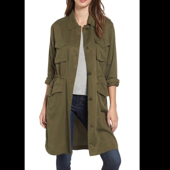 New Size M Bb Dakota Averie Drawstring Waist Military Coat NWT - Picture 2 of 8